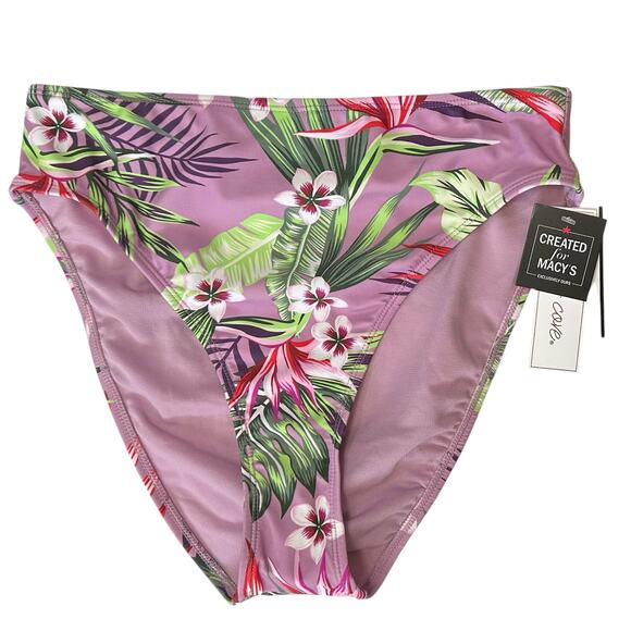 2/$15 NWT Salt + Cove Printed High Waist Bikini Bottoms Tropical Floral Size L - Picture 3 of 9